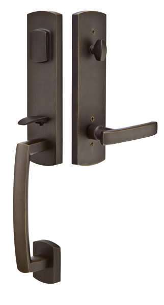 Emtek Sandcast Logan Entrance Handleset