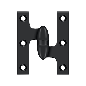 Deltana 3 Inch x 2 1/2 Inch Left Hand, Olive Knuckle Hinge, Paint Black