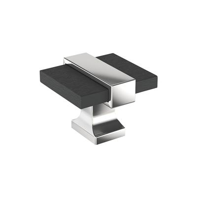 Amerock Overton 1-3/8 Inch Cabinet Knob Polished Chrome/Brushed Matte Black