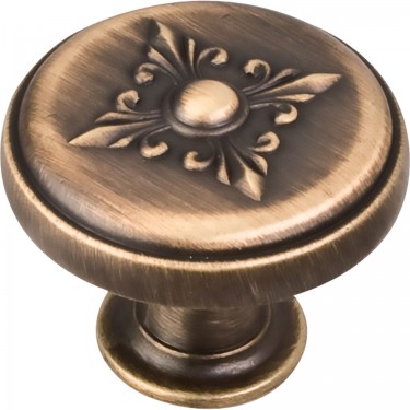 Hardware Resources Baroque Lafayette 1-3/8 Inch Cabinet Knob - Antique Brushed Satin Brass