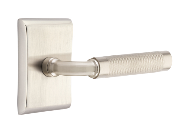Emtek R-Bar Knurled Door Lever with Neos Rosette