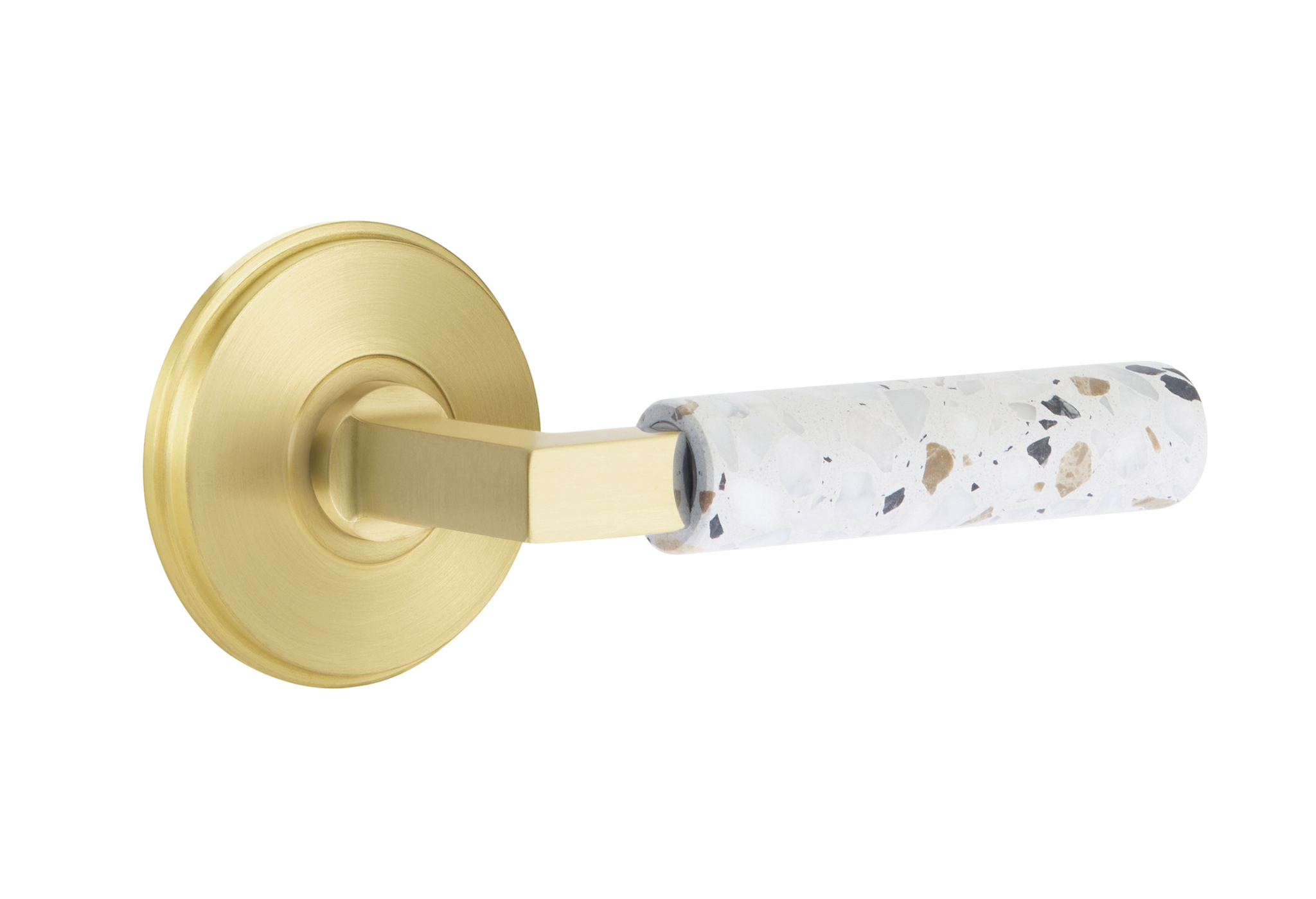 Emtek Terrazzo L-Square Style Door Lever with Watford Rosette