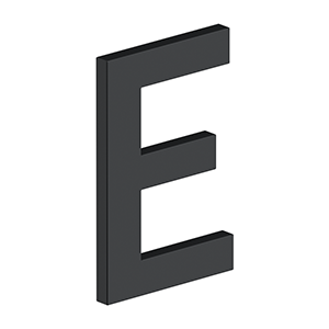4 Inch Letter E, B Series With Risers, Stainless Steel