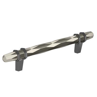 Amerock London 5-1/16 Inch cc Cabinet Pull Polished Nickel/Black Chrome