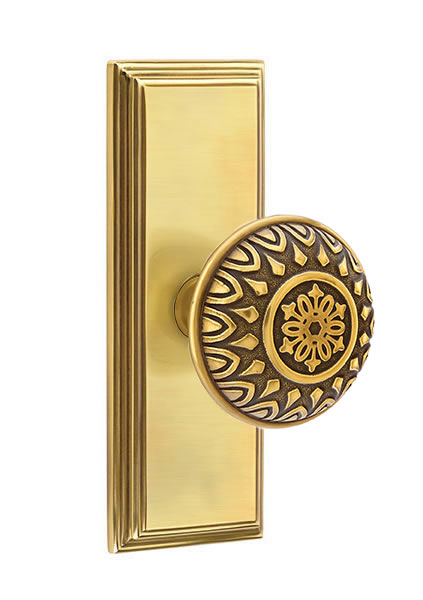 Emtek Lancaster Knob with 7 Inch Wilshire Sideplate