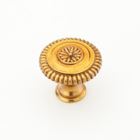 Schaub Sonata 1 1/4 inch Carved Cabinet Knob in Paris Brass
