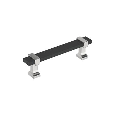 Amerock Overton 3-3/4 Inch cc Cabinet Pull Polished Chrome/Brushed Matte Black