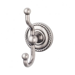 Top Knobs ED2BSNF Edwardian Rope Double Towel or Robe Hook Brushed Satin Nickel