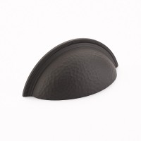 Schaub Atherton 3 inch CC Hammered, Knurled Edge Cup Pull in Oil Rubbed Bronze