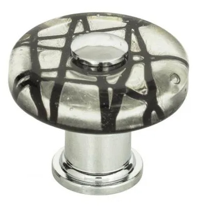 Atlas Homewares Eclipse Glass Round Knob 1 1/2 Inch Polished Chrome