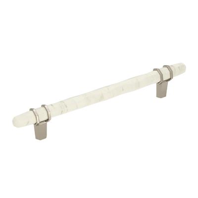 Amerock Carrione 6-5/16 Inch cc Cabinet Pull Marble White/Polished Nickel