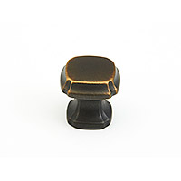 Schaub Country 1 3/8 inch Diameter Square Knob in Ancient Bronze