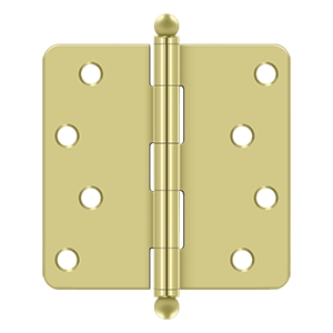 Deltana 4 x 4 Inch 1/4 Inch Radius Corner with Ball Tips Steel Hinge - Pair