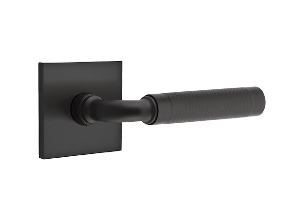 Emtek R-Bar Knurled Door Lever with Square Rosette