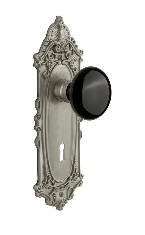 Nostalgic Warehouse Victorian Plate with Black Porcelain Knob - Mortise Lock