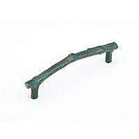 Schaub Cast Bronze Mountain 6 inch CC Twig Style Cabinet Pull in Verde Imperiale