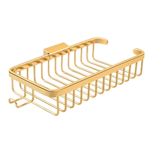 Deltana 10 3/8 Inch Rectangular, Shallow, Wire Basket With Hook, Polished Chrome