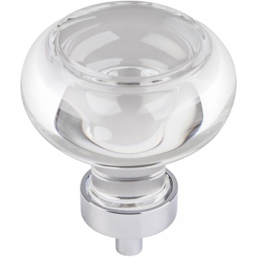 Hardware Resources Harlow 1-3/4 Inch Glass Button Cabinet Knob - Polished Chrome