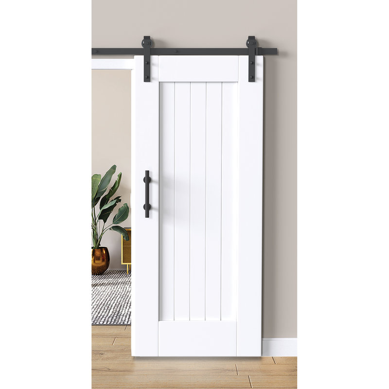 96 Inch Barn Door Flat Track Hardware Kit with Soft Open & Close System - Black