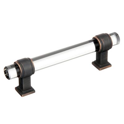 Amerock Glacio 3-3/4 Inch cc Cabinet Pull Clear/Oil-Rubbed Bronze