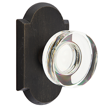 Emtek Disc Crystal Knob with Sandcast Style 1 Rosette