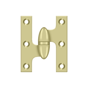 Deltana Olive Knuckle 2 1/2 Inch x 2 Inch Left Hand Hinge, Polished Brass