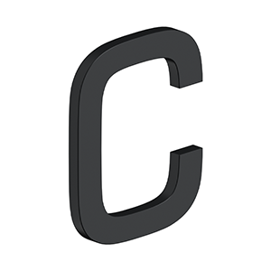 4 Inch Letter C, E Series With Risers, Stainless Steel