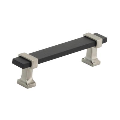 Amerock Overton 3-3/4 Inch cc Cabinet Pull Brushed Matte Black/Satin Nickel