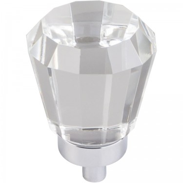 Hardware Resources Harlow 1 Inch Glass Tapered Cabinet Knob - Polished Chrome