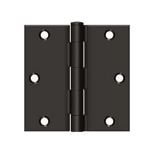 Deltana 3 1/2 Inch x 3 1/2 Inch x 1/4 Inch Radius Residential Hinge, Oil Rubbed Bronze