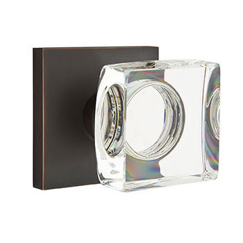 Emtek Square Crystal Knob with Square Rosette