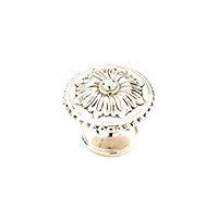 Schaub Sonata 1 1/4 inch Cabinet Knob in White Brass Flower Imprint