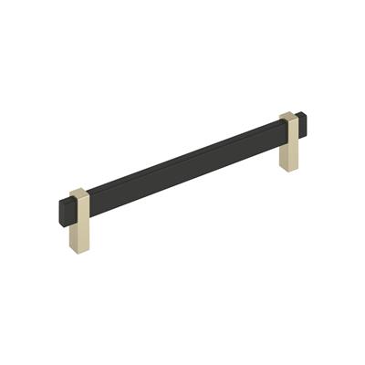 Amerock Mulino 7-9/16 Inch cc Cabinet Pull Matte Black/Golden Champagne