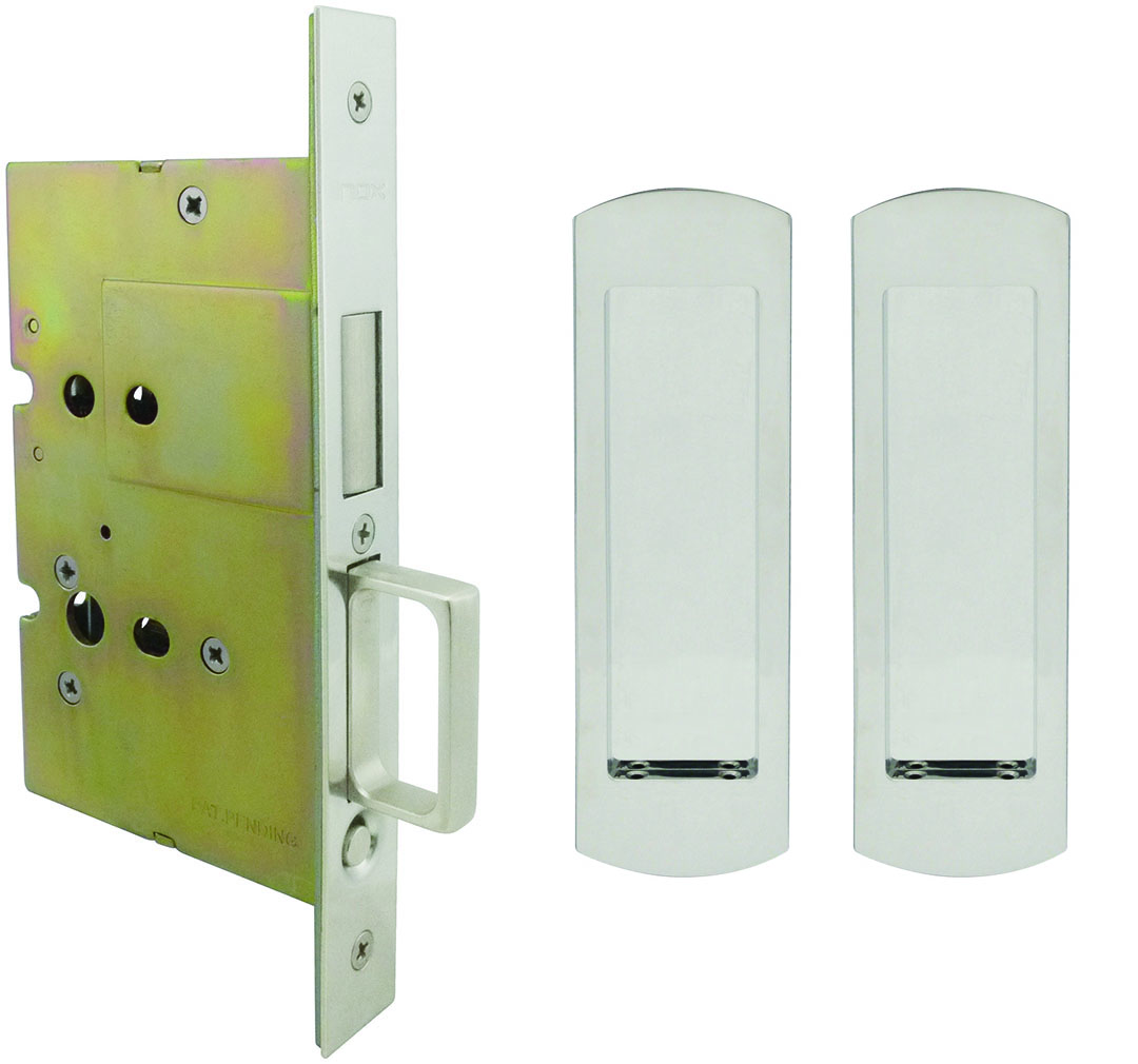 Inox PD8115 Mortise Pocket Door Passage w/ Lockcase as Dust Proof Strike, FH29 Linear Flush Pull