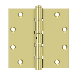 Deltana 5 x 5 Inch Solid Brass Square Corners, 4 Ball Bearings NRP Hinge - Pair