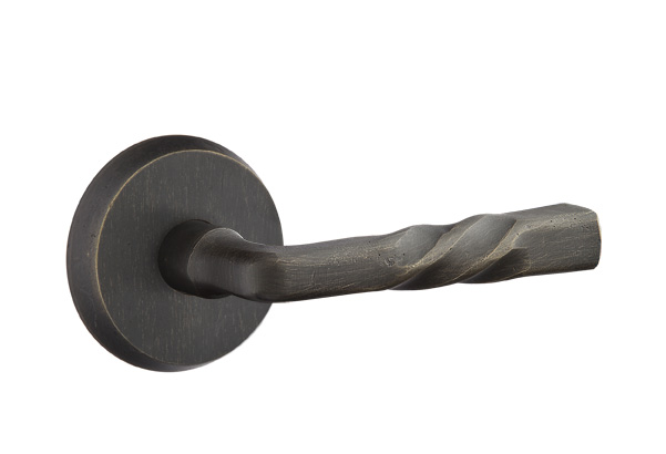 Emtek Sandcast Bronze Montrose Door Lever with Style 2 Rosette