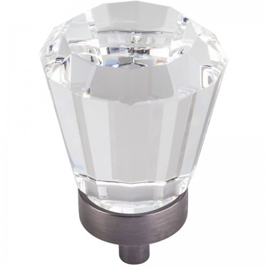 Hardware Resources Harlow 1-1/4 Inch Glass Tapered Cabinet Knob - Brushed Pewter