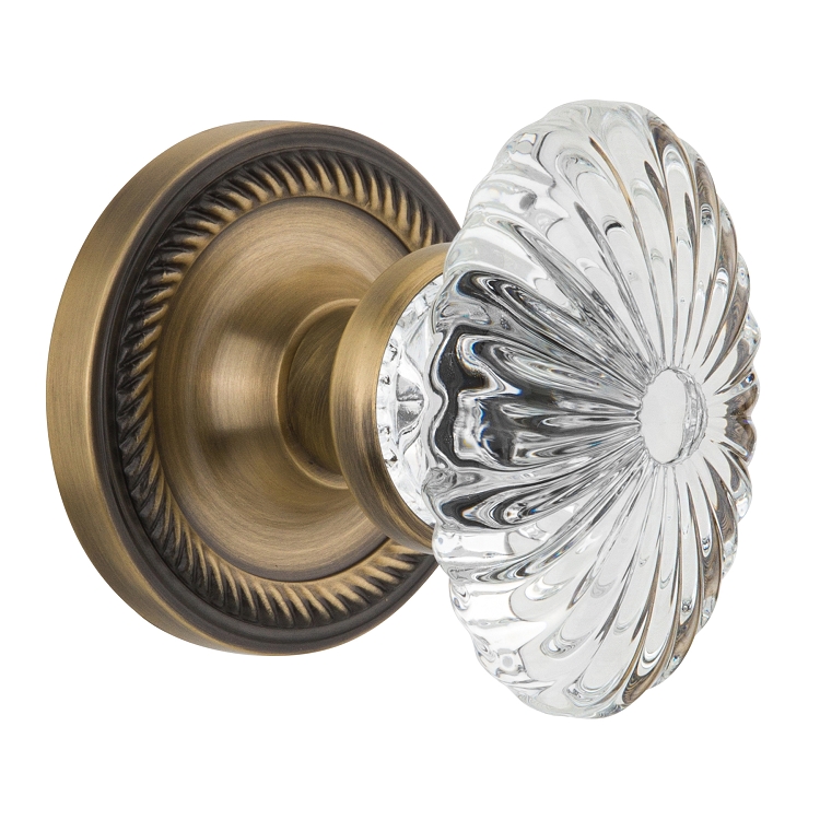 Nostalgic Warehouse Rope Rosette with Oval Fluted Crystal Knob - Mortise Lock