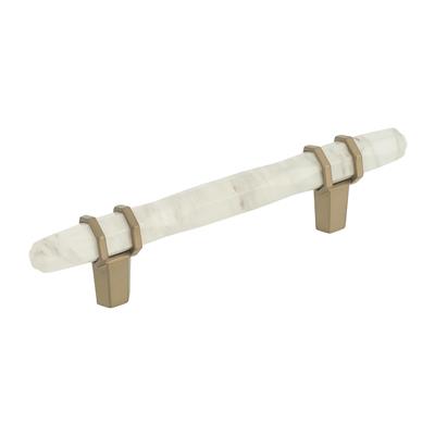 Amerock Carrione 3-3/4 Inch cc Cabinet Pull Marble White/Golden Champagne