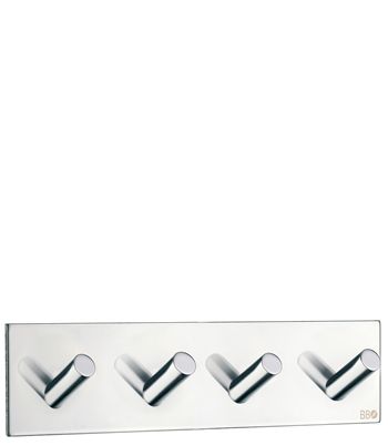 Beslagsboden Design Steel Square Self-Adhesive Quadruple Hook - Polished Stainless Steel