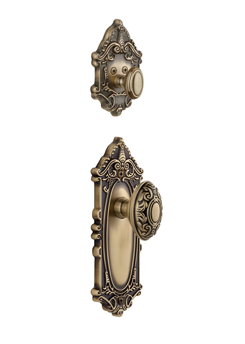 Grandeur Grande Victorian Handleset with Grande Victorian Knob - (Interior Half Only, with Deadbolt)