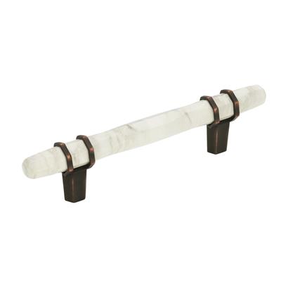 Amerock Carrione 3-3/4 Inch cc Cabinet Pull Marble White/OIl-Rubbed Bronze