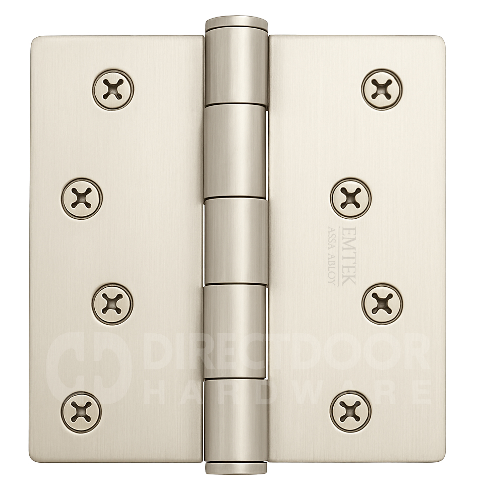 Emtek 4 Inch Residential Duty Door Hinges with 1/4 Inch Round Corners -Steel (pair)