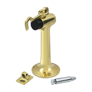 Deltana Solid Brass Heavy Duty 6 Inch Floor Mounted Bumper with Hook & Eye