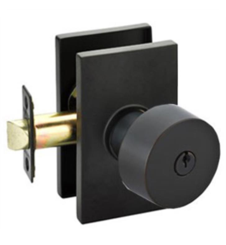 Emtek Round Keyed Entrance Knob Modern Rectangular Rosette