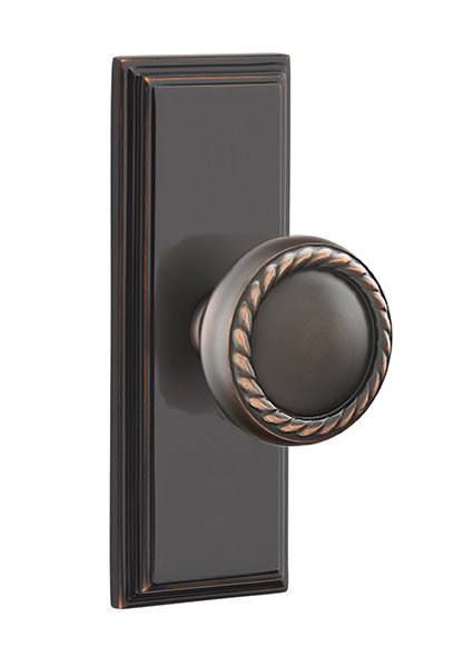 Emtek Rope Knob with 7 Inch Wilshire Sideplate