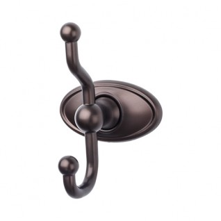 Top Knobs ED2ORBC Edwardian Oval Double Towel or Robe Hook Oil Rubbed Bronze