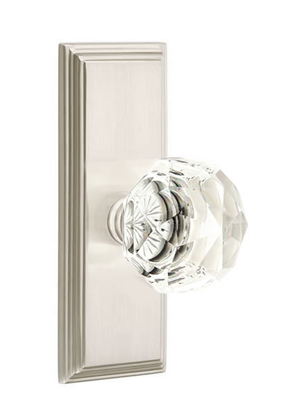 Emtek Diamond Crystal Knob with 7 Inch Wilshire Sideplate