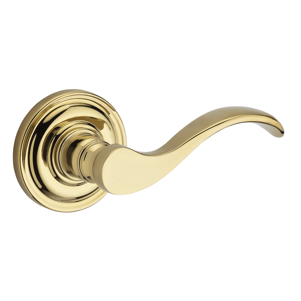 Baldwin Reserve Series Curve Lever with Traditional Round Rosette