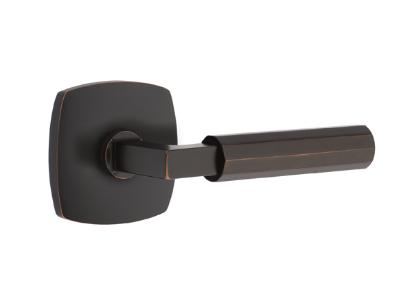 Emtek Faceted Square Style Door Lever with Urban Modern Rosette
